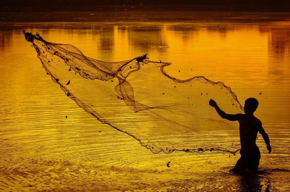 AmaWaterways, AmaDara, Fisherman Net Sunset.jpg